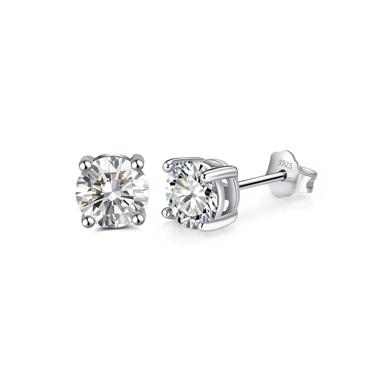 Orecchini con Moissanite Taglio Brillante da 0,5ct su Argento 925