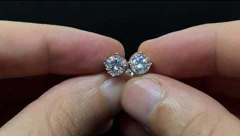 Orecchini Zaffiri Bianchi Lab Created Orecchini A Perno In Oro Bianco 14k Con Diamanti Da Laboratorio 4.00 Ct Totali - Taglio Rotondo VVS1/D Orecchini Moissanite Donna - Foto 5