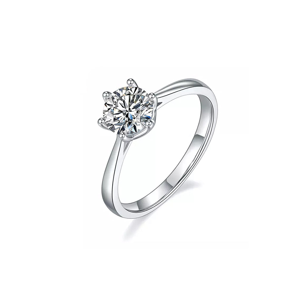 Solitario con Moissanite Taglio Brillante da 1ct su Argento 925
