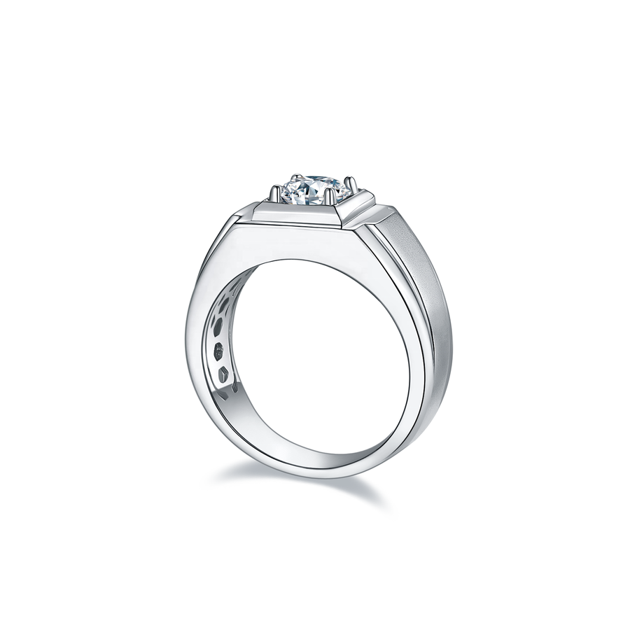 Anello Uomo Argento 925 Con Moissanite 2 Carati - Fede Solitario Taglio Brillante, Colore D VVS1, Gioiello Di Promessa, Taglie 8-13